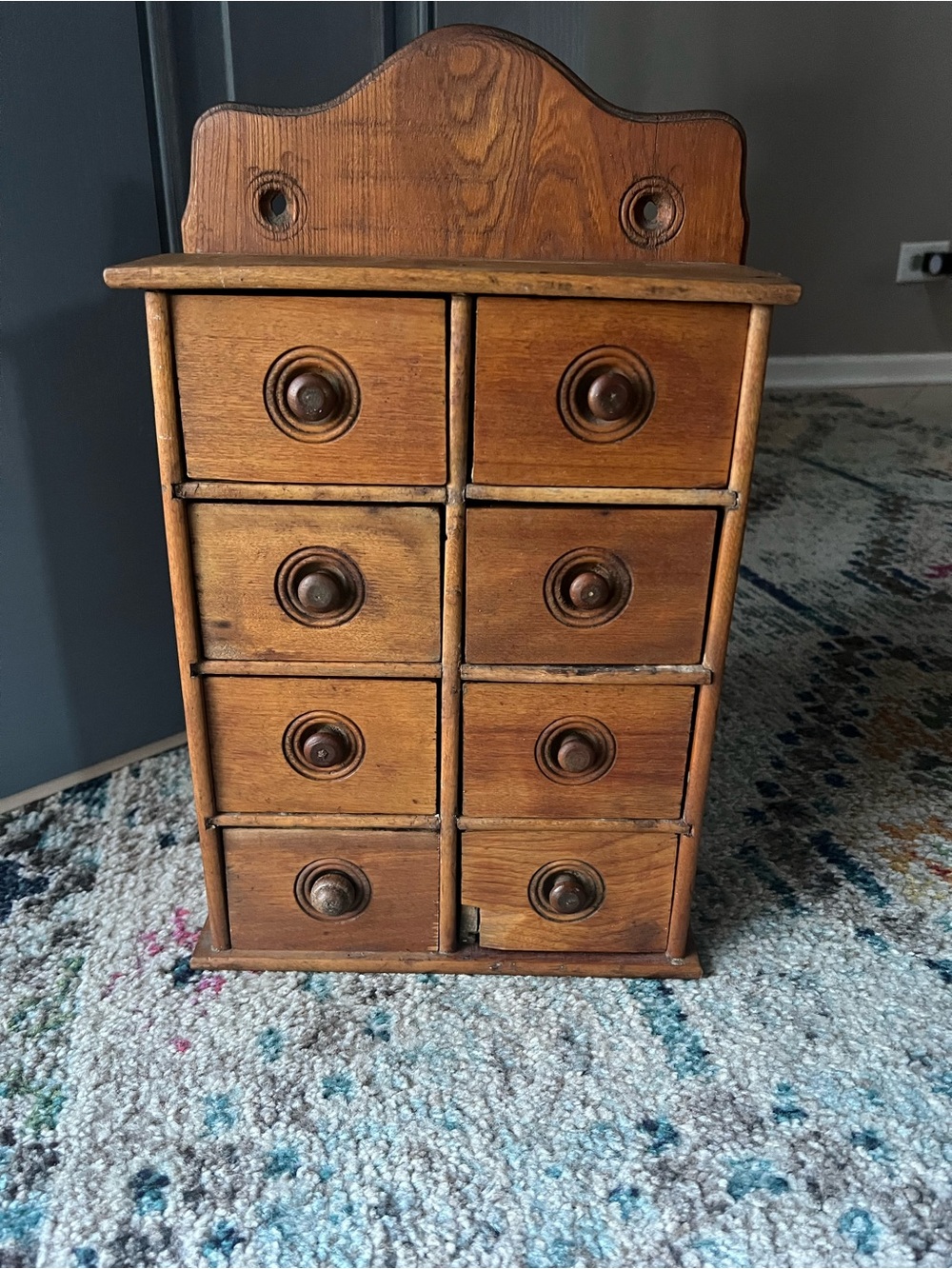 Primitive Wood Antique 8-drawer Apothecary Spice Chest